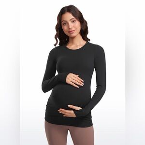 CRZ YOGA Butterluxe Long Sleeve Maternity Crewneck black medium
